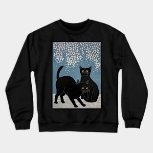 Neko and Sakura Japanese Vintage Art Ukiyo-e Crewneck Sweatshirt